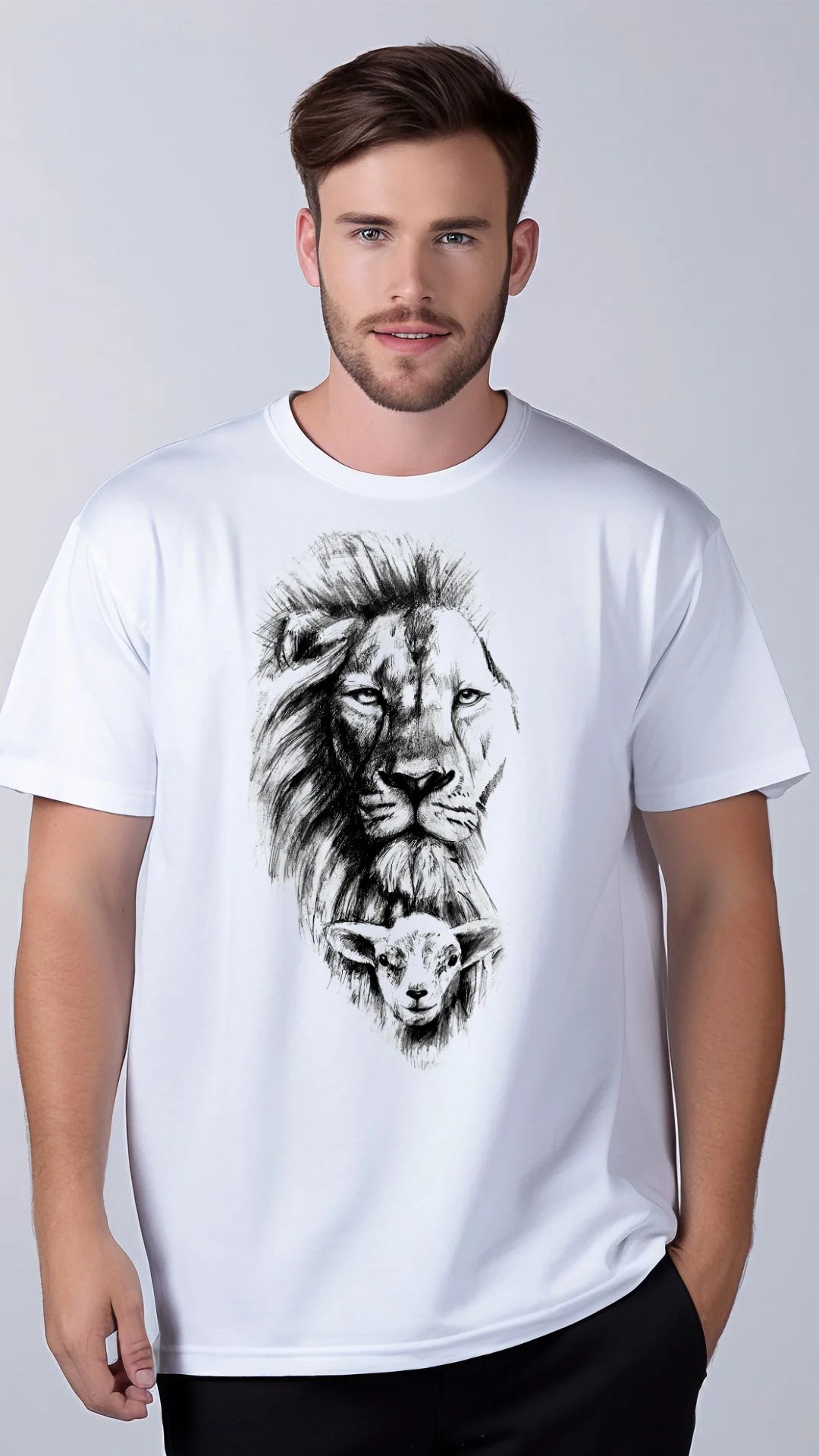 Koszulka Minimalistyczny Lew i Baranek