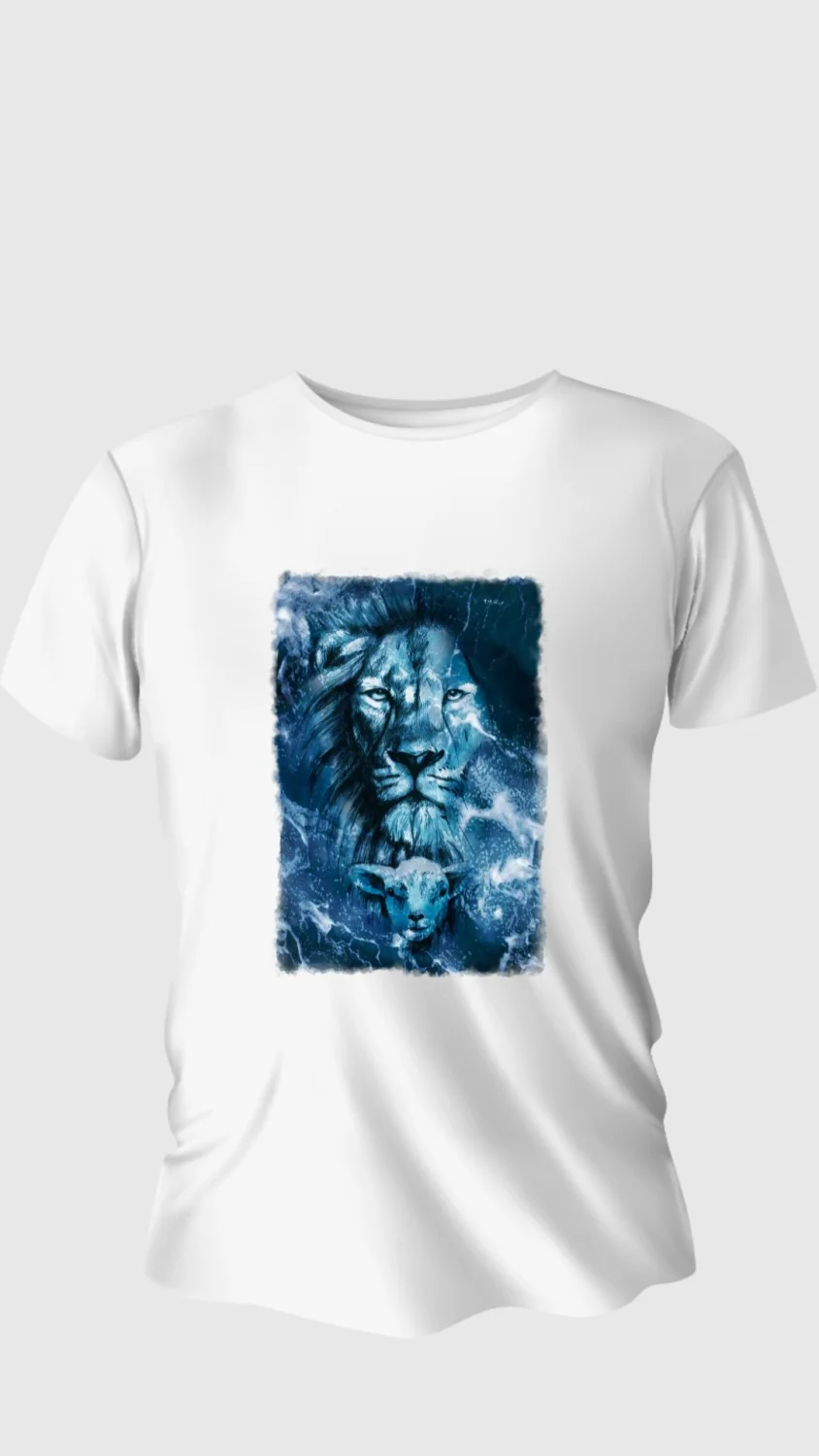 Koszulka niebieski lew biała