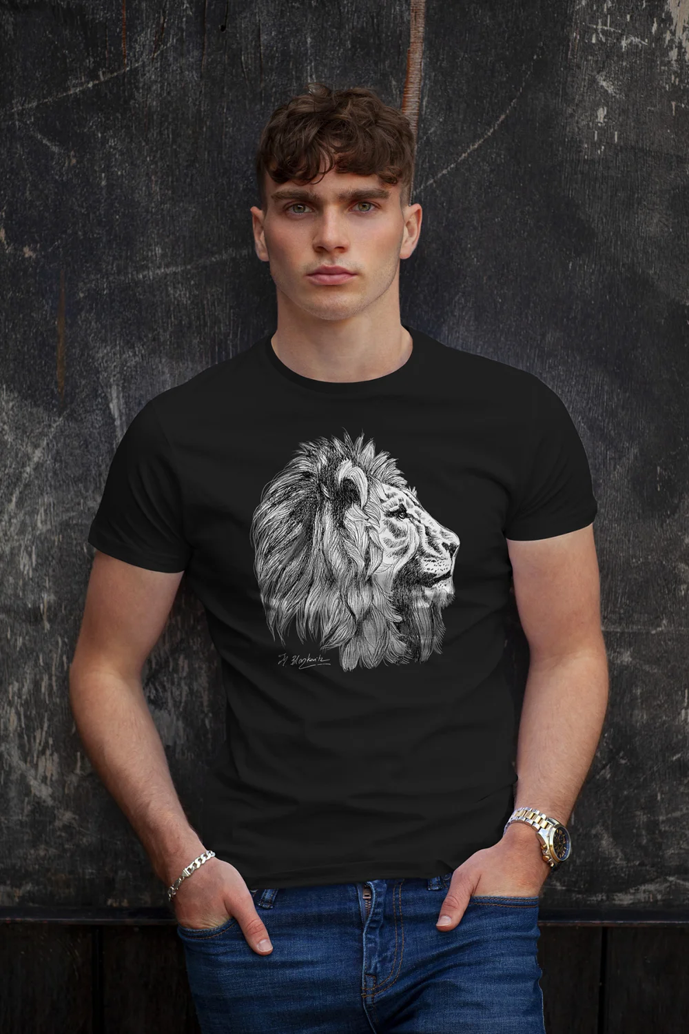 Koszulka Lew Graficzny czarna