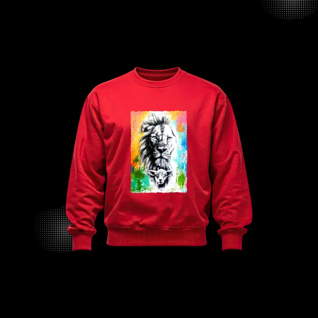 Bluza z lwem kolorowym czerwona