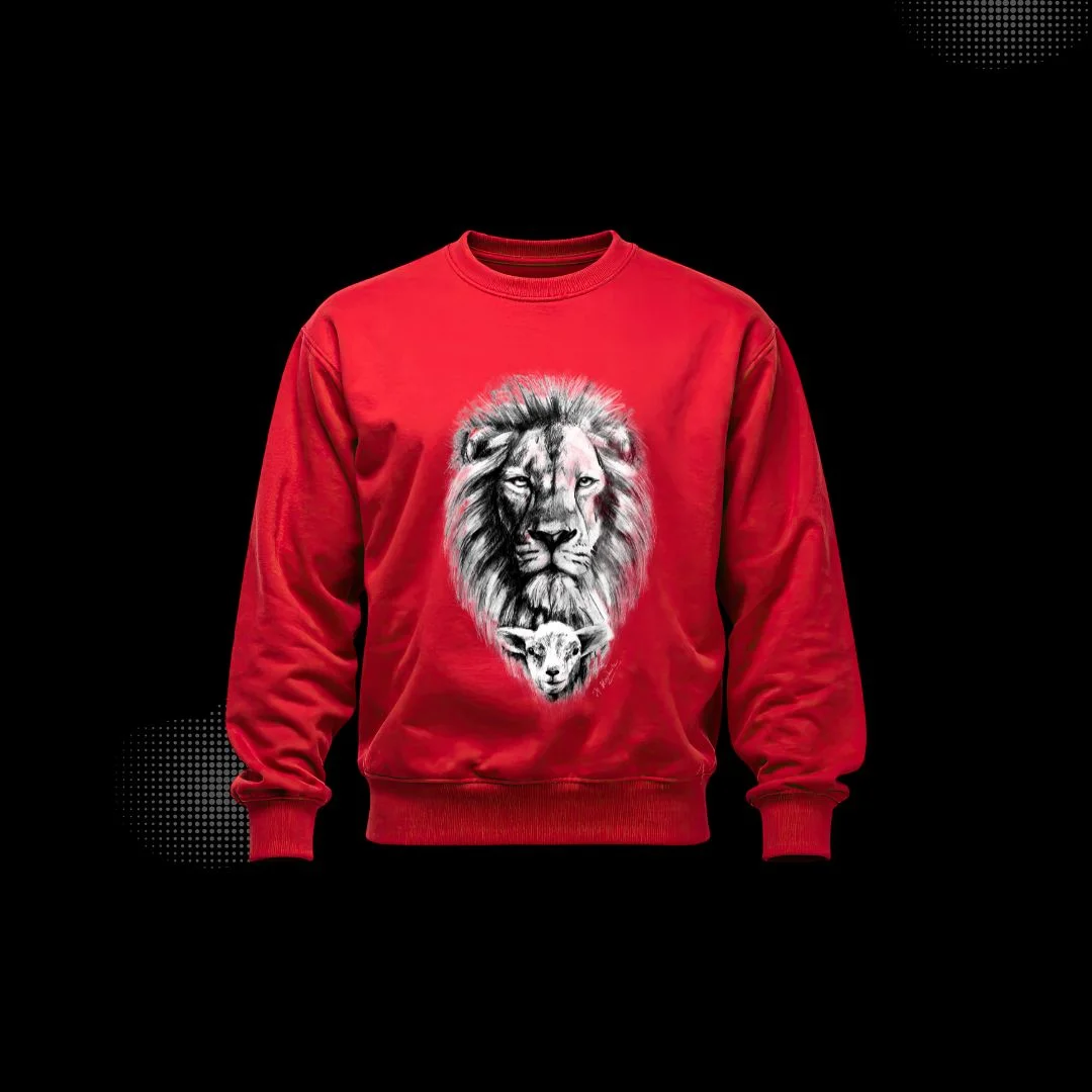 Bluza lew i baranek czerwona