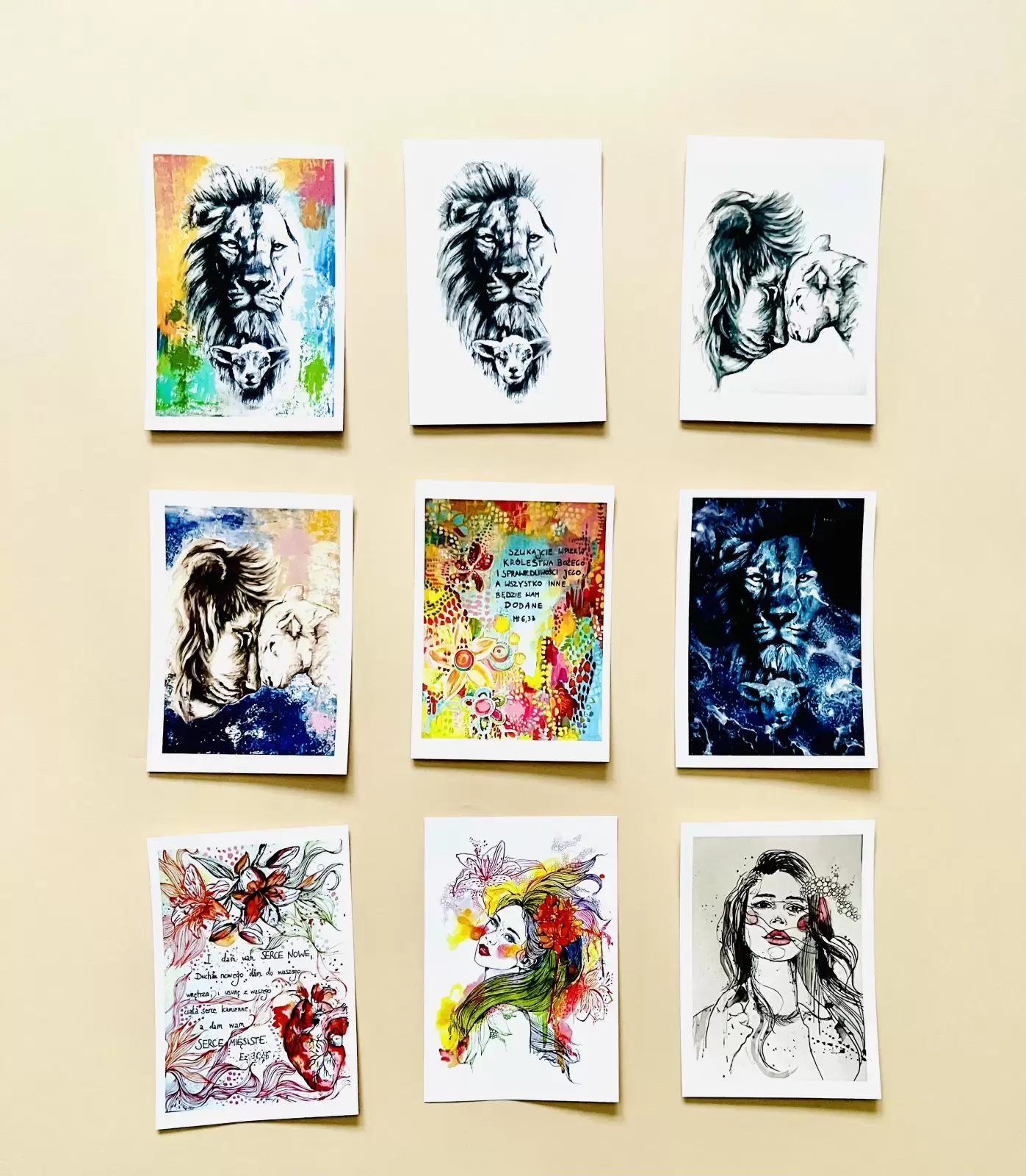 Zestaw 9 naklejek o wymiarach 10x7 cm